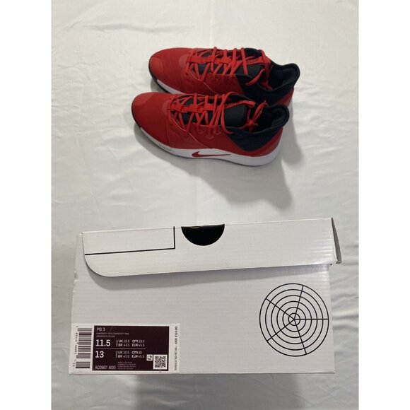 New Mens Size 11.5 Red Nike PG 3 Basketball Shoes AO2607 600 main image 5